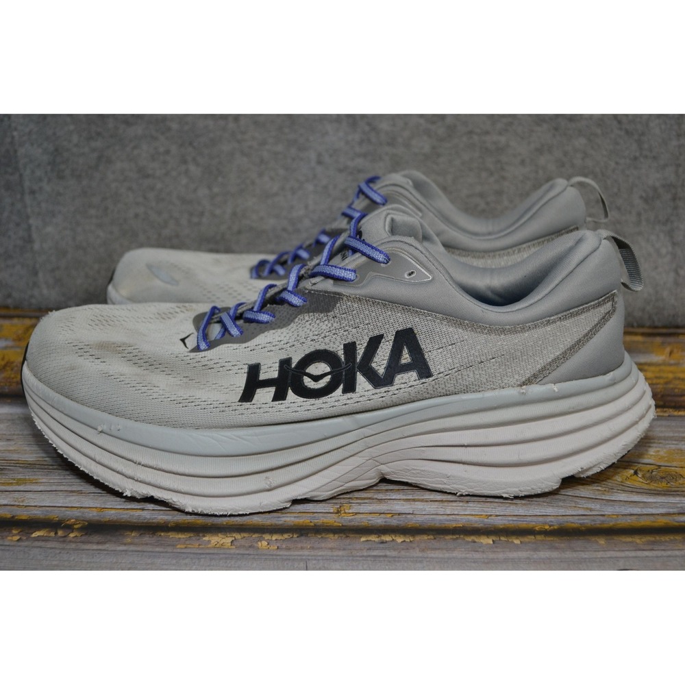Hoka One One Bondi 8 Shoes Mens 13 2E Wide Gray Road Running Sneakers 1127953 - Picture 6 of 16